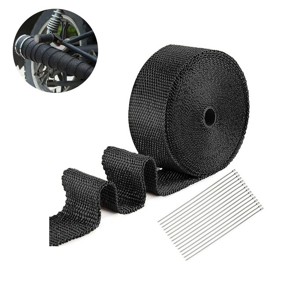 BlingBin Auspuff-Flexrohr Auspuffrohr-Dichtungsband, isolierend und hochtemperaturbeständig, (1 Set, 1-tlg), Exhaust Tape 15m Heat Insulation Tape 10 Metal Cable Locking Ties Bild 5