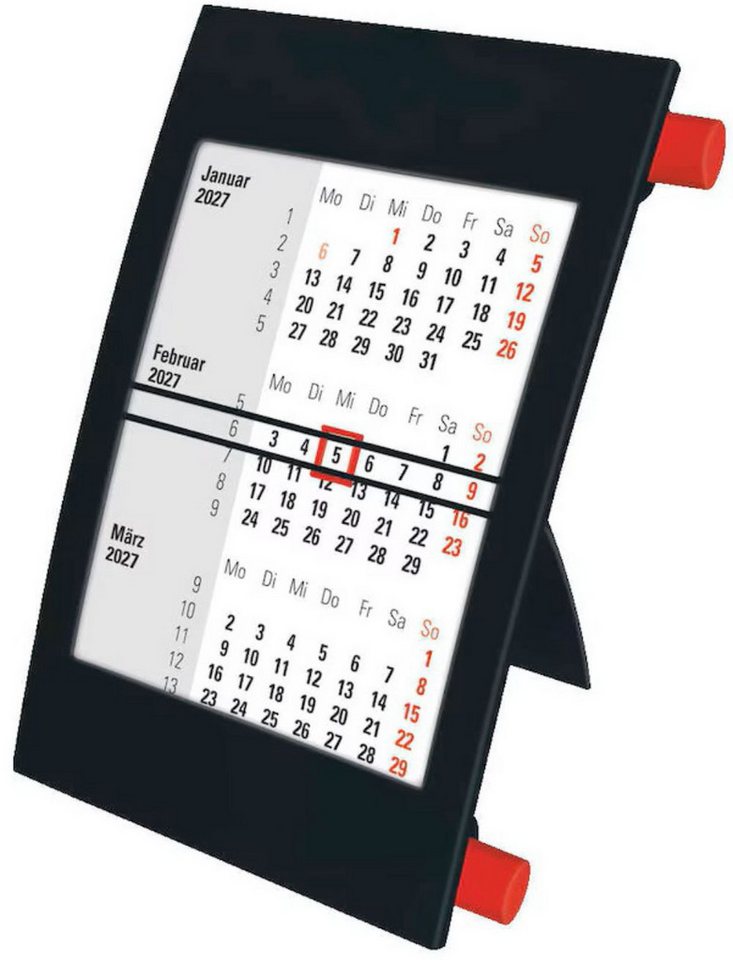 Saphir-Tec Terminkalender Tischkalender / Drehkalender 2027/2028 schwarz/rot (1-tlg) Bild 2