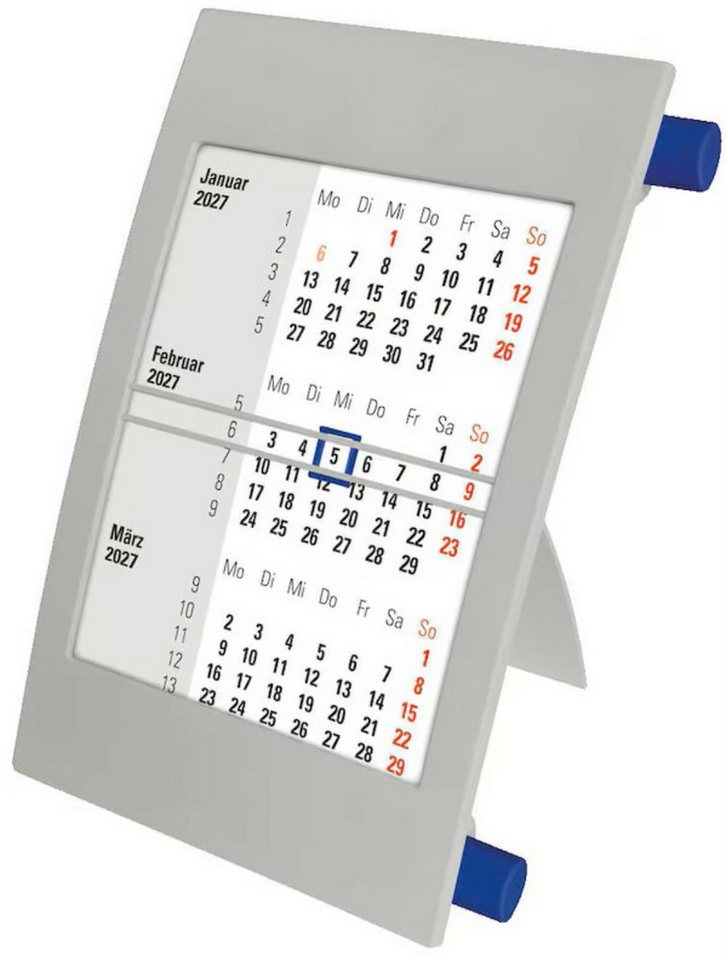 Saphir-Tec Terminkalender Tischkalender / Drehkalender 2027/2028 grau/blau (1-tlg) Bild 2