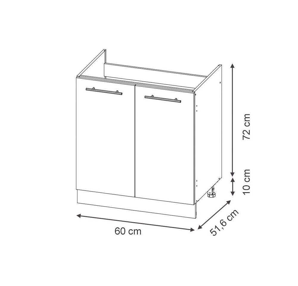 Vicco Unterschrank Fame-Line, Grün-Gold Landhaus/Goldkraft Eiche, 60 cm