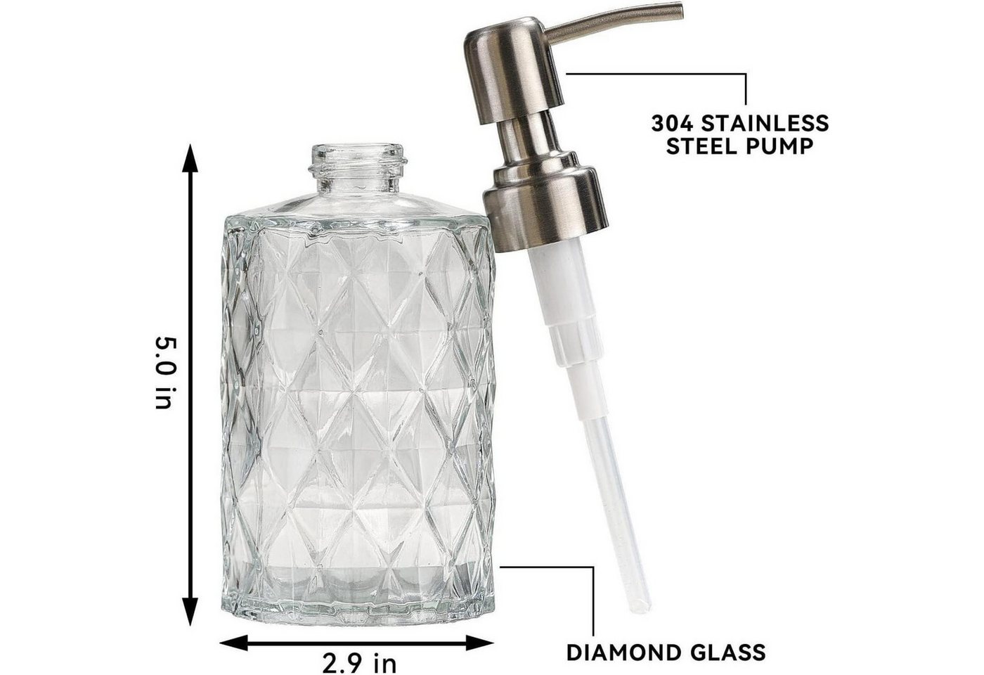 LuxusKollektion Seifenspender Glas Seifenspender 340ml Transparent Edelstahlpumpe Bild 3