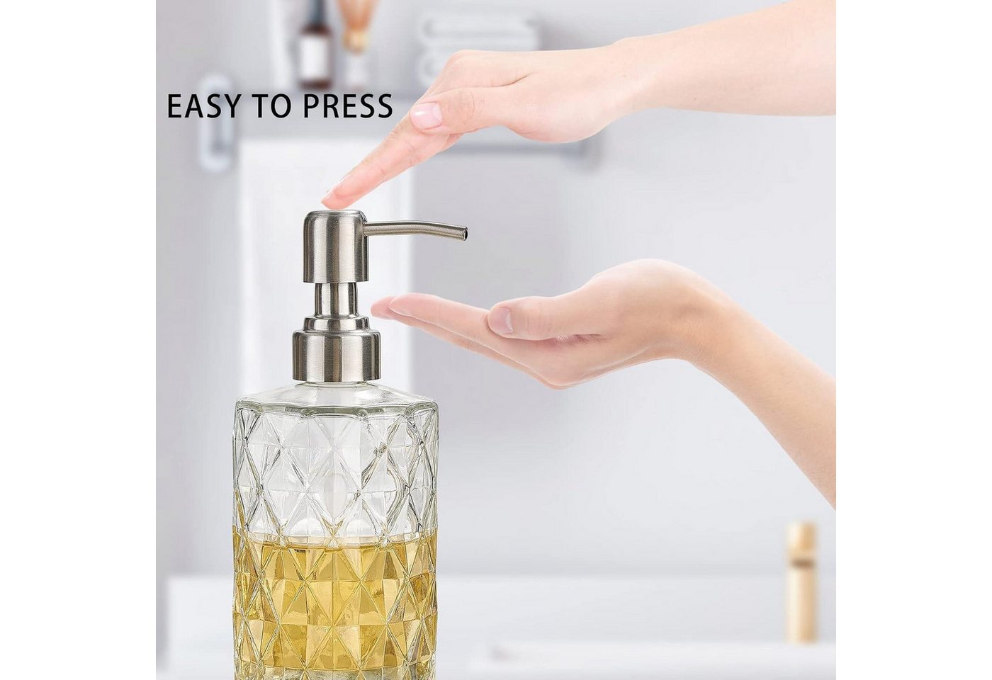 LuxusKollektion Seifenspender Glas Seifenspender 340ml Transparent Edelstahlpumpe Bild 4
