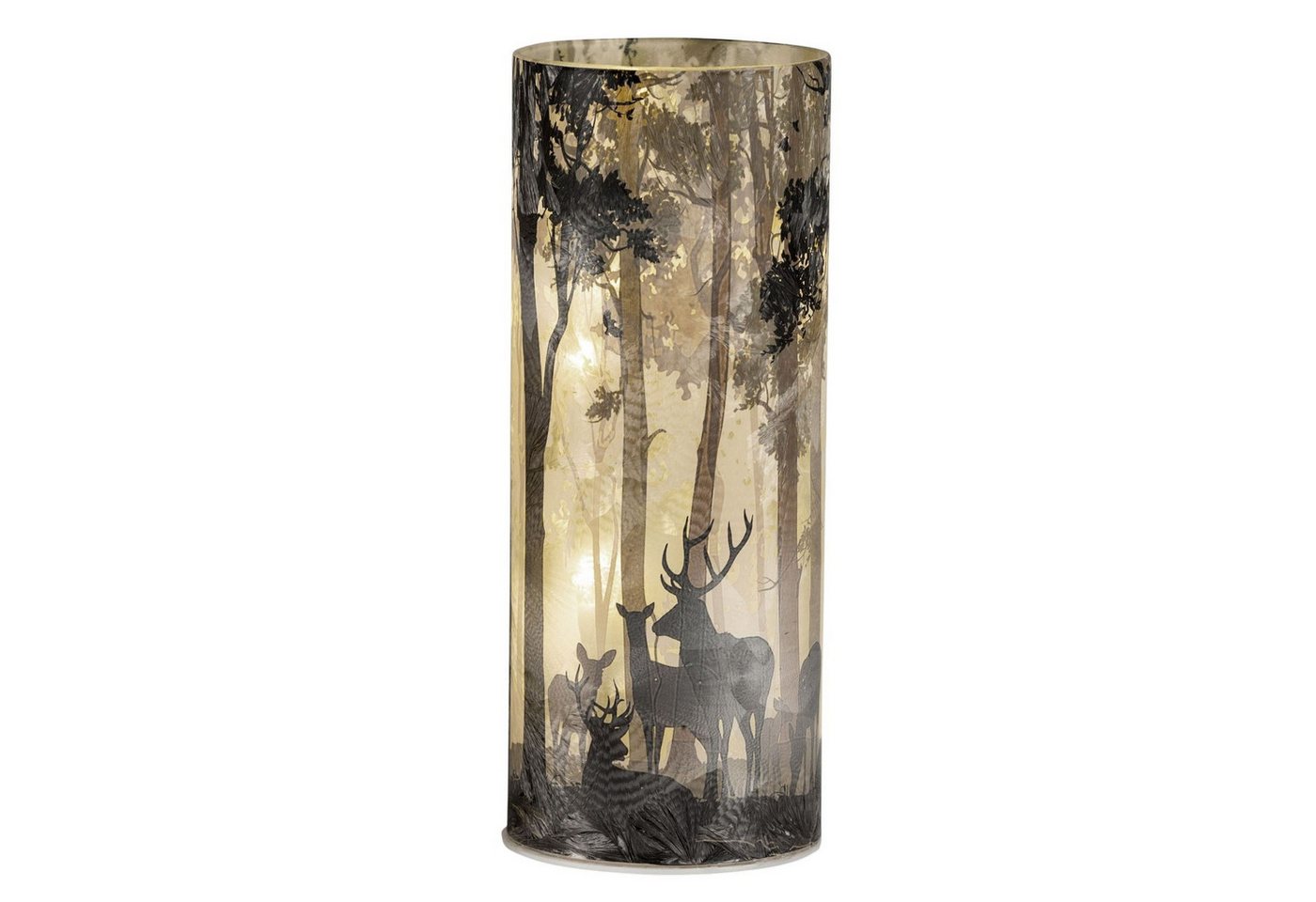 formano LED Dekolicht LED Deko Licht Winterdeko Leuchtglas mit Hirschmotiv mattes Glas 20cm, LED fest integriert