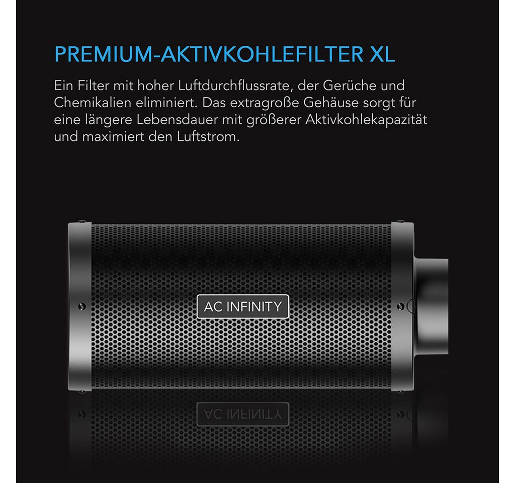 AC INFINITY Aktivkohlefilter AC Infinity Aktivkohlefilter XL mit australischer Aktivkohle, 150 mm XL Anschluss und 883 m³/h Bild 5