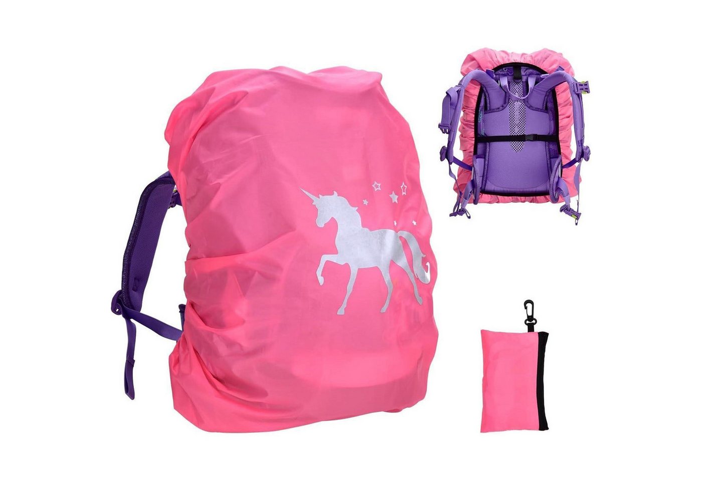 LuxusKollektion Rucksack-Regenschutz Regenschutzhülle Schulranzen Reflektoren Kinder Rosa Bild 5