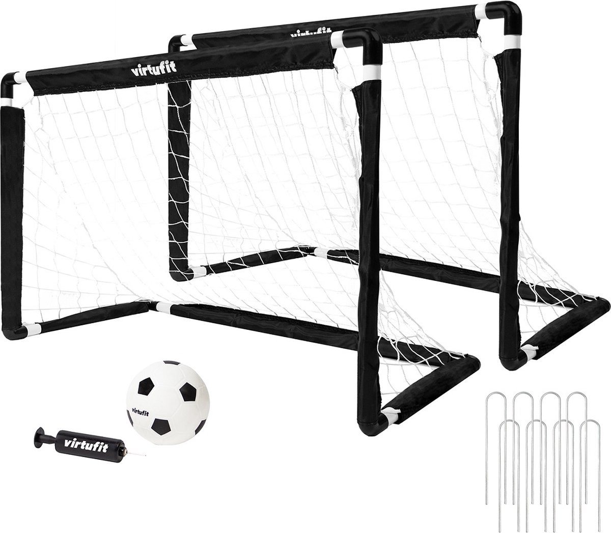 VirtuFit Fußballtor VirtuFit Kinder Fußballtore Set 2 Tore mit 2 Bällen Pumpe 92 x 64 cm Bild 3