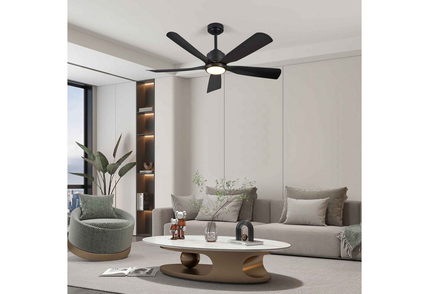 BBWL Deckenventilator mit Fernsteuerung leise 6 Stufen Umkehrfunktion dimmbar, App Steuerung,Timer Nachtlicht Bild 3