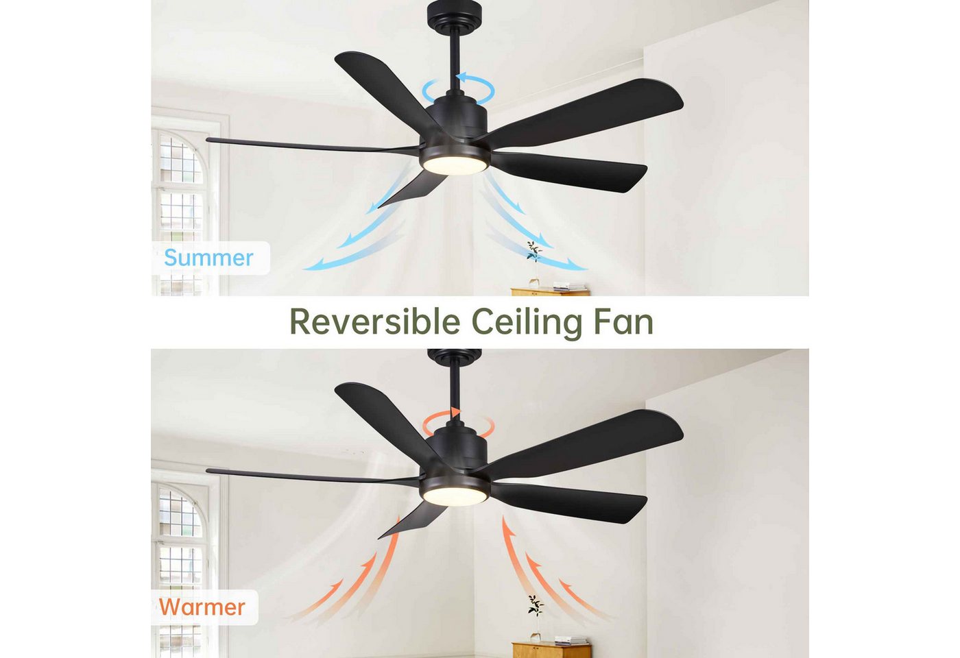 BBWL Deckenventilator mit Fernsteuerung leise 6 Stufen Umkehrfunktion dimmbar, App Steuerung,Timer Nachtlicht Bild 5