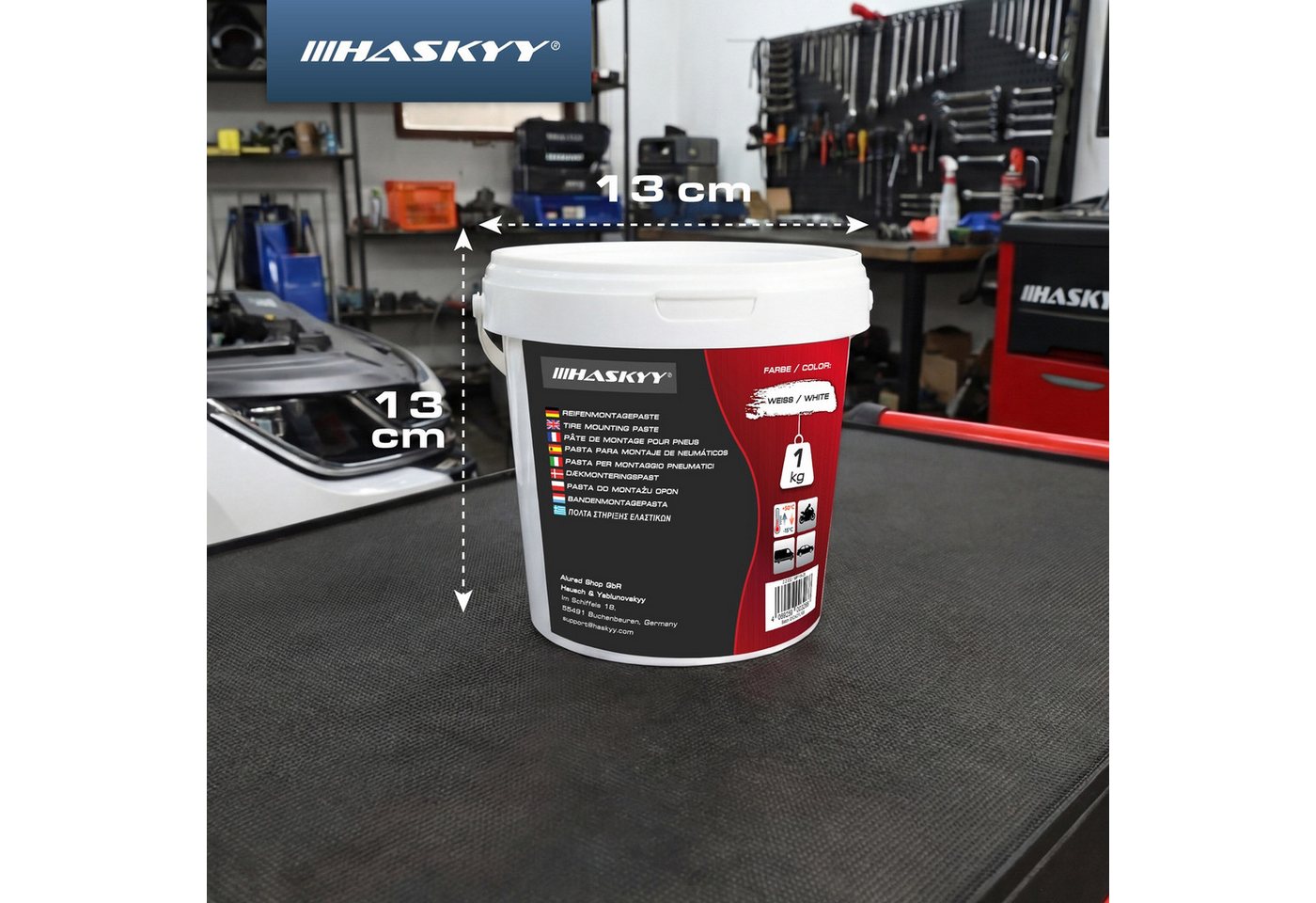 HASKYY Reifenmontagemaschine HASKYY Reifenmontagepaste 1kg Weiß Montagepaste Reifenmontage Eimer