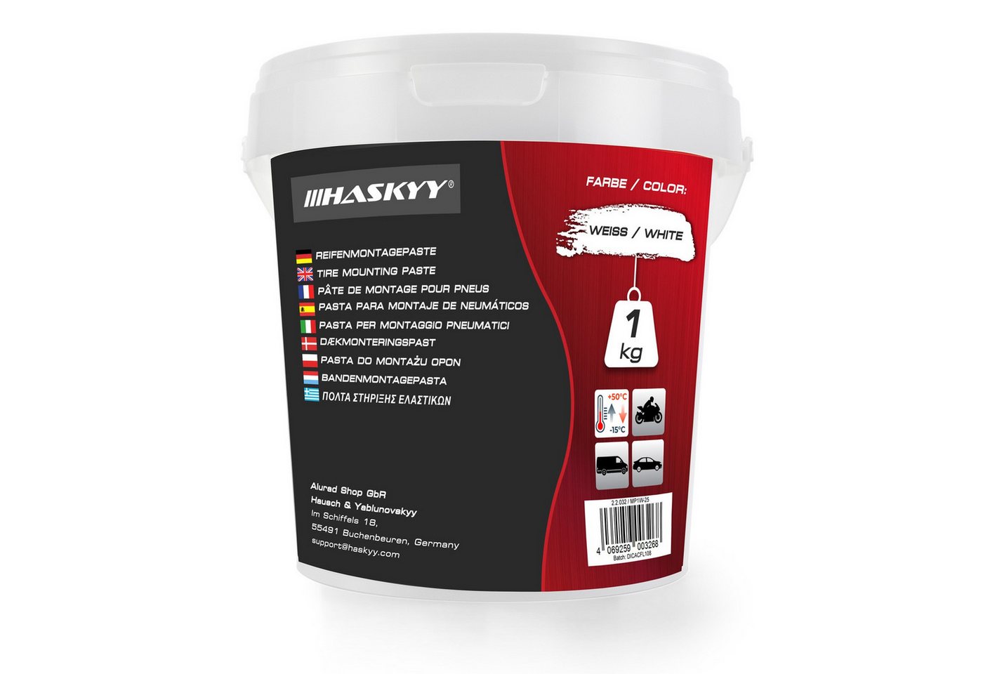 HASKYY Reifenmontagemaschine HASKYY Reifenmontagepaste 1kg Weiß Montagepaste Reifenmontage Eimer Bild 2