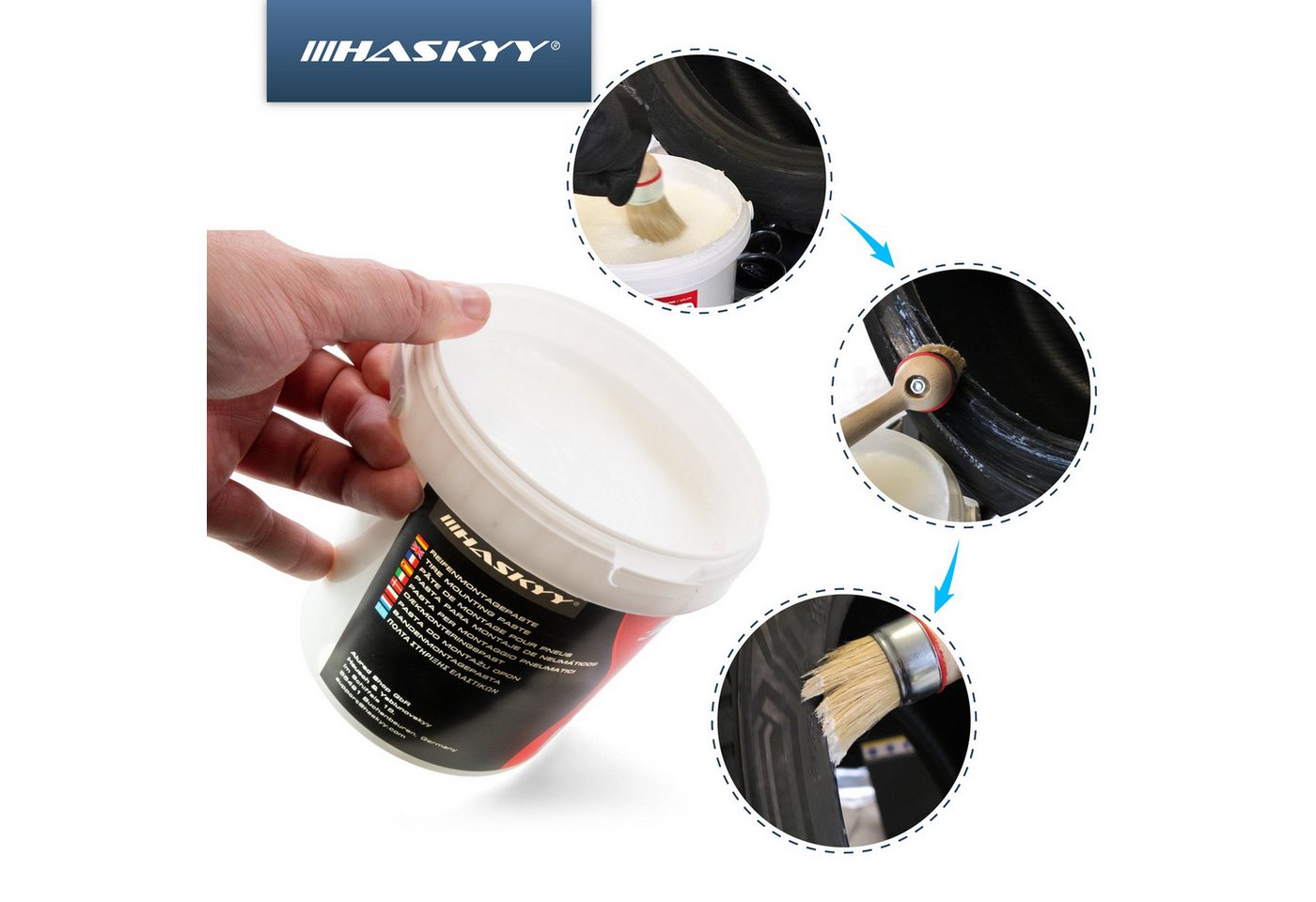 HASKYY Reifenmontagemaschine HASKYY Reifenmontagepaste 1kg Weiß Montagepaste Reifenmontage Eimer Bild 3