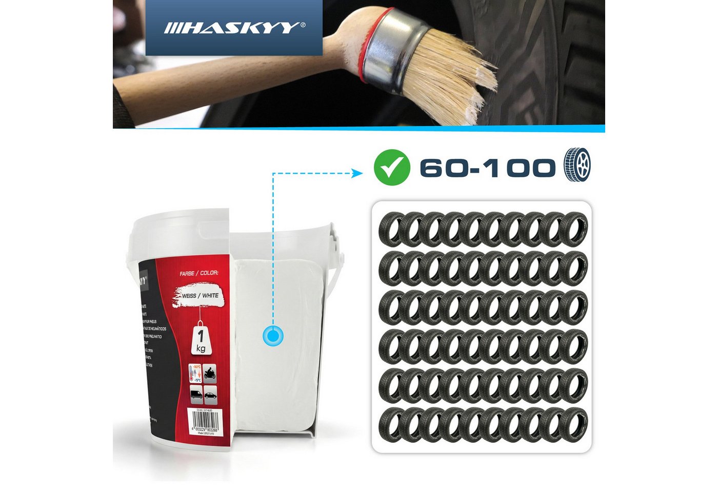 HASKYY Reifenmontagemaschine HASKYY Reifenmontagepaste 1kg Weiß Montagepaste Reifenmontage Eimer Bild 5