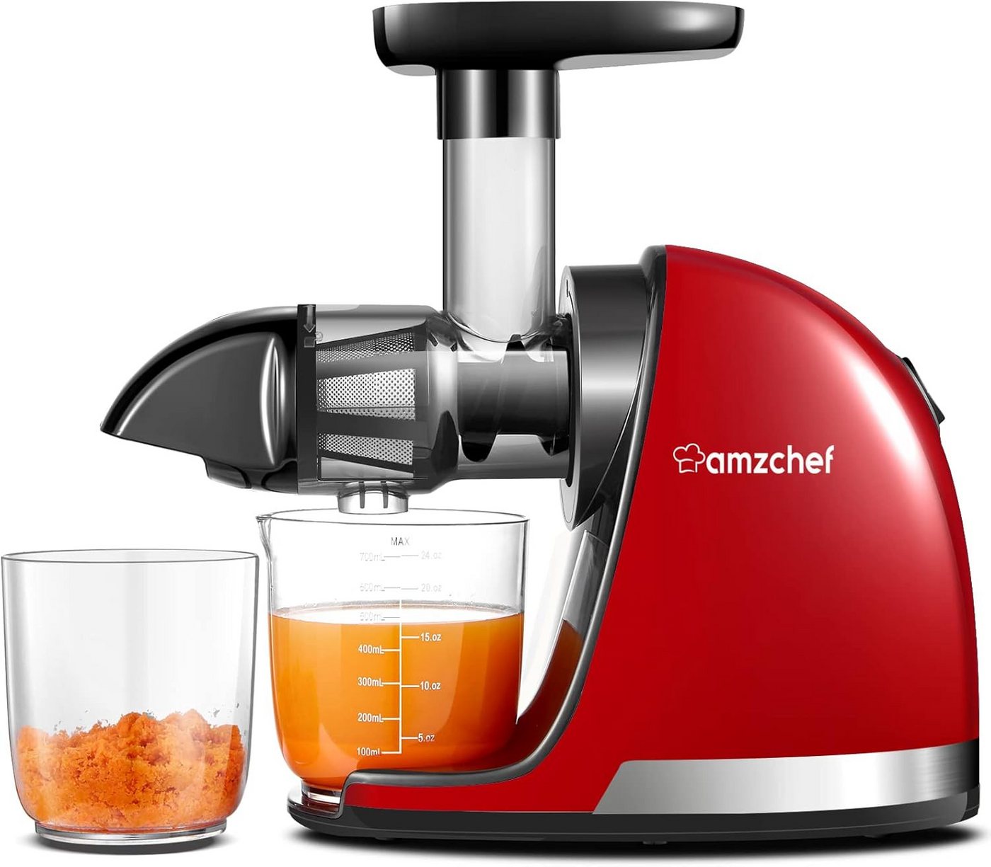 AMZCHEF Slow Juicer ZM1501 Entsafter für Obst & Gemüse 4-in-1 Saftpresse Edelstahlfilter, 150 W, 4-in-1, Schneckentechnologie, BPA-frei, Umkehrfunktion, leiser Betrieb Bild 2