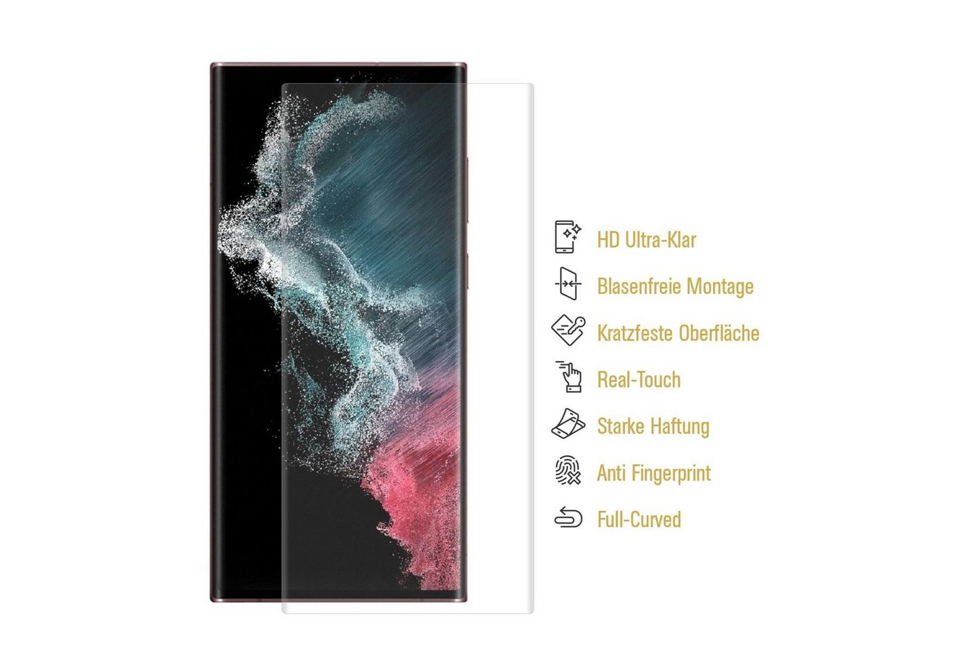Protectorking Schutzfolie 2x 9H Nano-Glass für Samsung Galaxy S22 Ultra FULL CURVED 3D KLAR, (2-Stück), Flexibler Displayschutz, Panzerglas, Schutzglas, Schutzfolie 3D-KLAR Bild 4