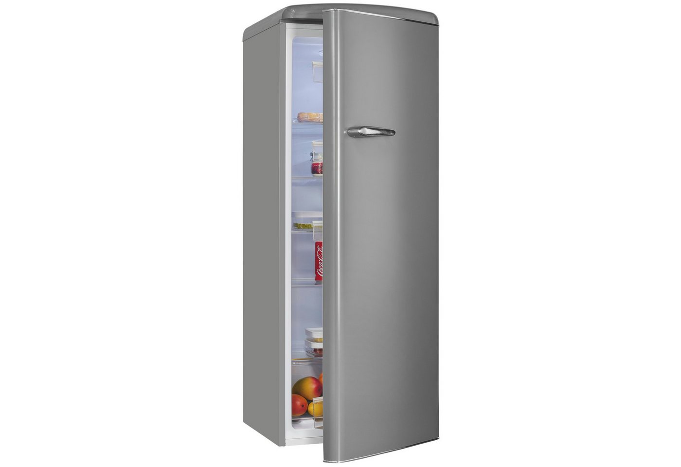 exquisit Kühlschrank RKS325-V-H-161E grau, 146.5 cm hoch, 54.5 cm breit, 5 Glasablagen, 4 Türablagen, manuelle Temperaturregelung