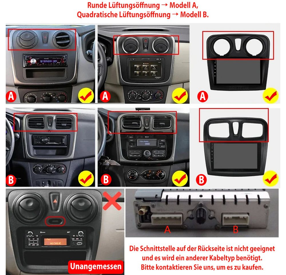 ESSGOO Für Renault Dacia Logan Sandero Carplay Navi Android 15 Autoradio (RDS, Digitalradio (DAB), FM, AM) Bild 5