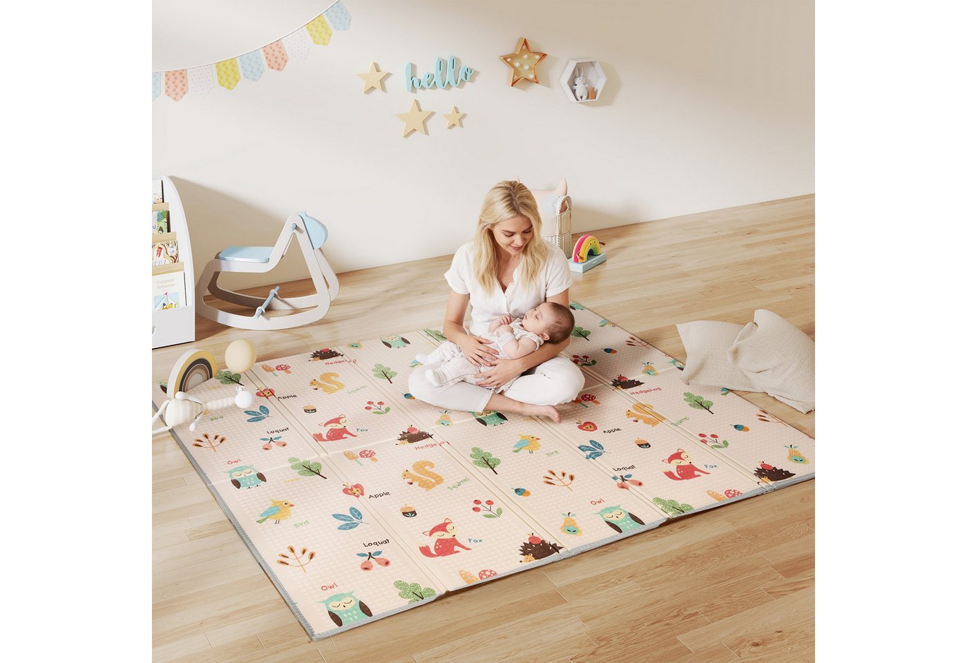 AIYAPLAY Spielmatte Wasserdicht Rutschfest Tragbare Krabbelmatte (Set, 1-St., 1x Baby-Spielmatte), Doppelseitig, faltbar, wasserabweisend