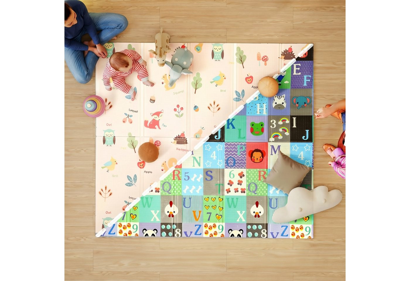 AIYAPLAY Spielmatte Wasserdicht Rutschfest Tragbare Krabbelmatte (Set, 1-St., 1x Baby-Spielmatte), Doppelseitig, faltbar, wasserabweisend Bild 5