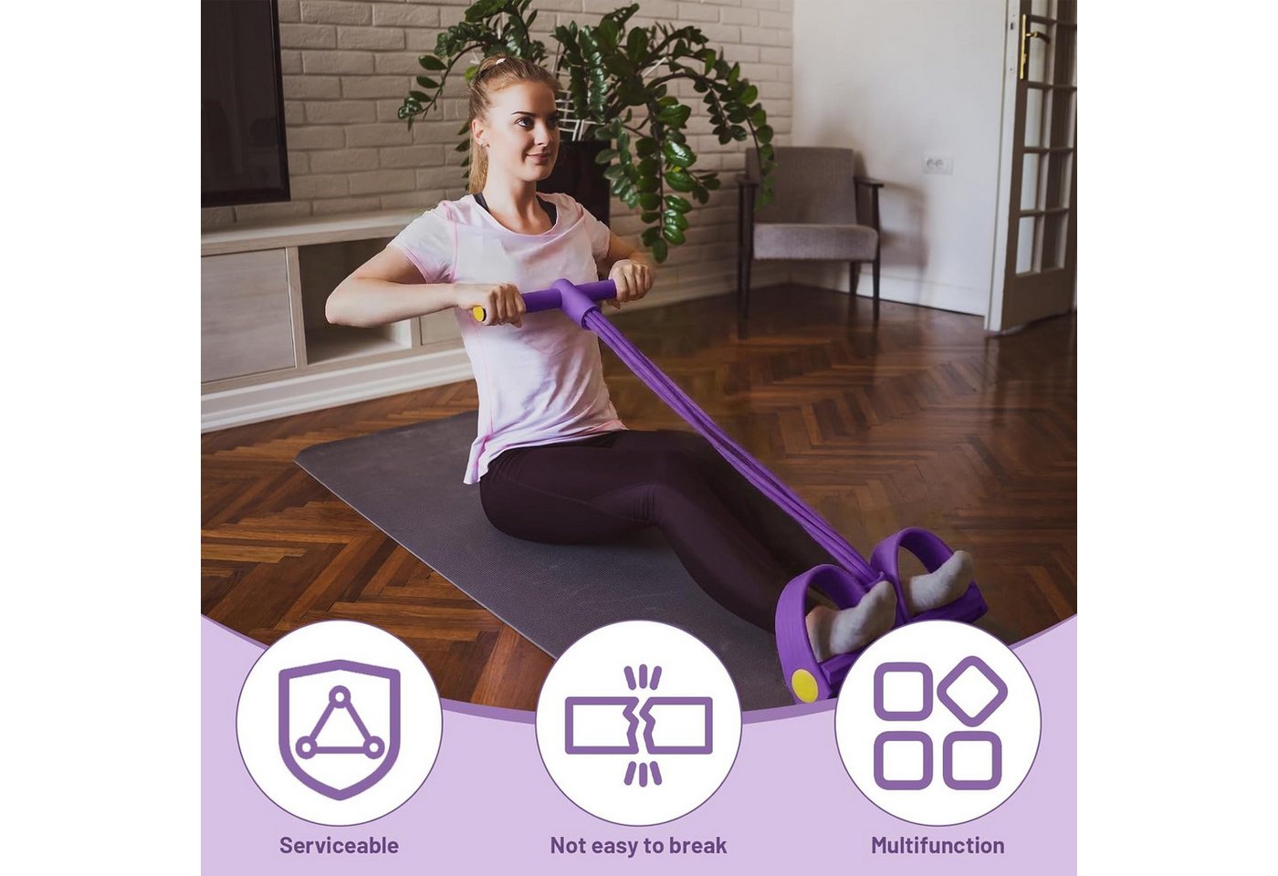 FELIXLEO Multitrainer Bauchtrainer Sit-Up Expander, 6 Tubes, 8-förmige Widerstandsbänder, (1-St)