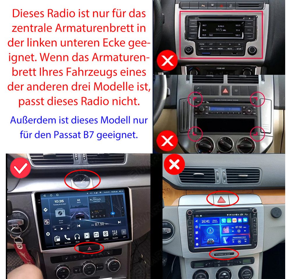 ESSGOO 8-Kern 6+128GB Für VW Passat B7 2010-2015 Autoradio Android 15 Autoradio (RDS, Digitalradio (DAB), FM, 6+128GB, AM, Apple Carplay Android Auto 4G LTE DSP SWC) Bild 3