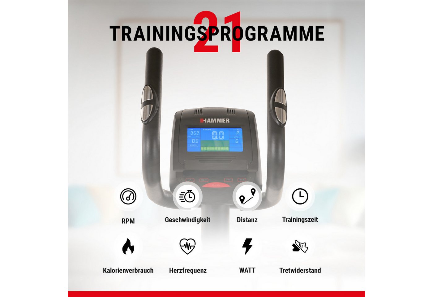 Hammer Crosstrainer Crosstech XTR BT- Glute Shaper, Handpuls, Kinomap/Zwift, 21 Progr. Bild 5