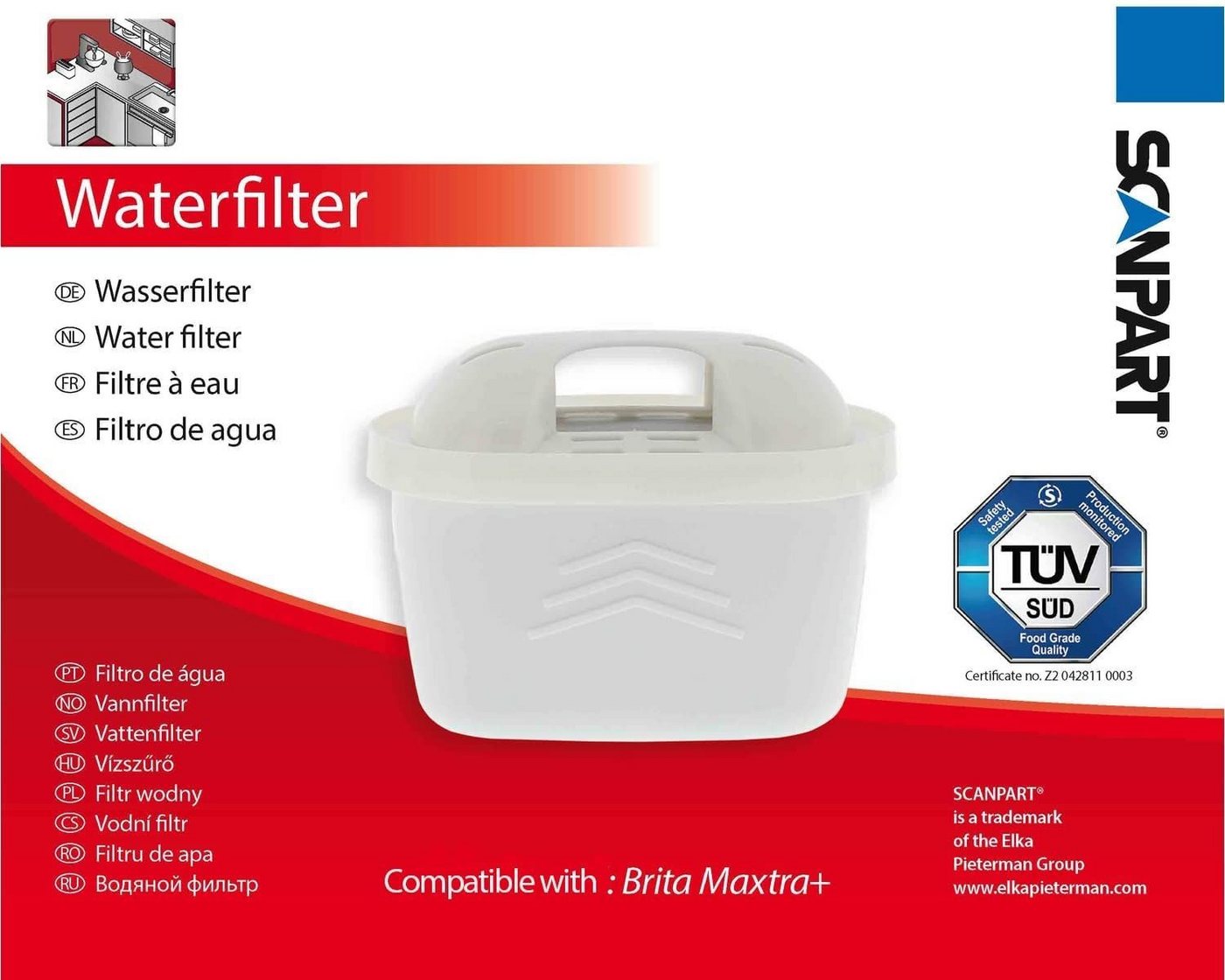 Scanpart Kalk- und Wasserfilter 4x Wasserfilter kompatibel mit Brita Maxtra Plus