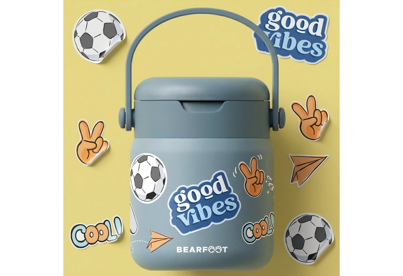 BEARFOOT Trinkflasche Thermobehälter Kinder Edelstahl - Sticker blau, Thermobehälter, auslaufsicher, Edelstahl, Food jar, BPA-frei Bild 2