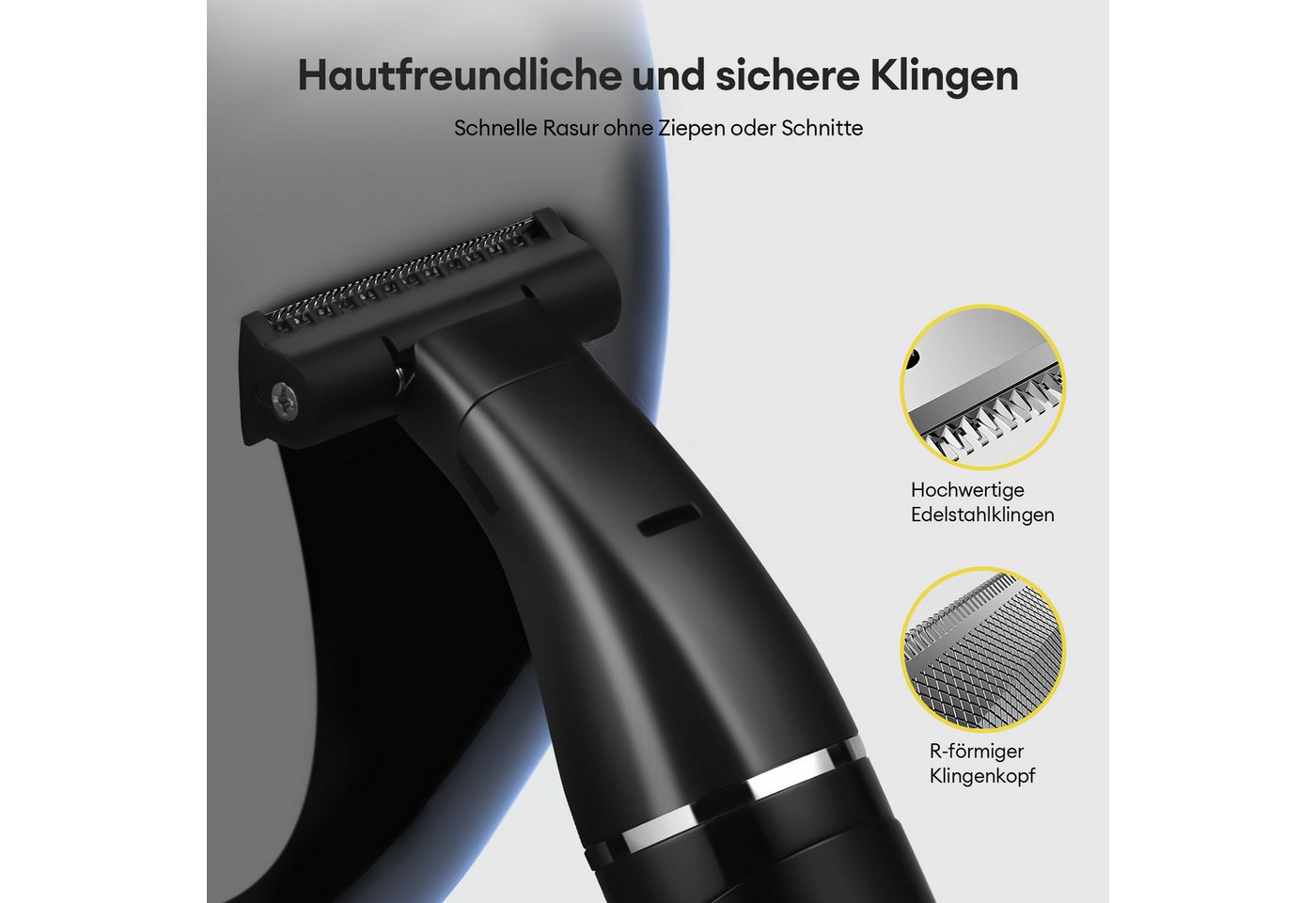 CkeyiN Pro Elektrorasierer Körper und Gesicht,Trimmer & Bodygroomer,Multifunktions-Rasierer, Aufsätze: 1, 3 Körperaufsätze,Nass- & Trockenrasur, Elektrischer Rasierer, IPX6