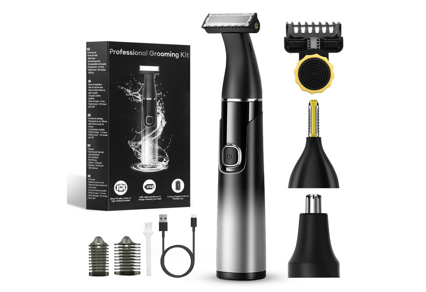 CkeyiN Pro Elektrorasierer Körper und Gesicht,Trimmer & Bodygroomer,Multifunktions-Rasierer, Aufsätze: 1, 3 Körperaufsätze,Nass- & Trockenrasur, Elektrischer Rasierer, IPX6 Bild 3