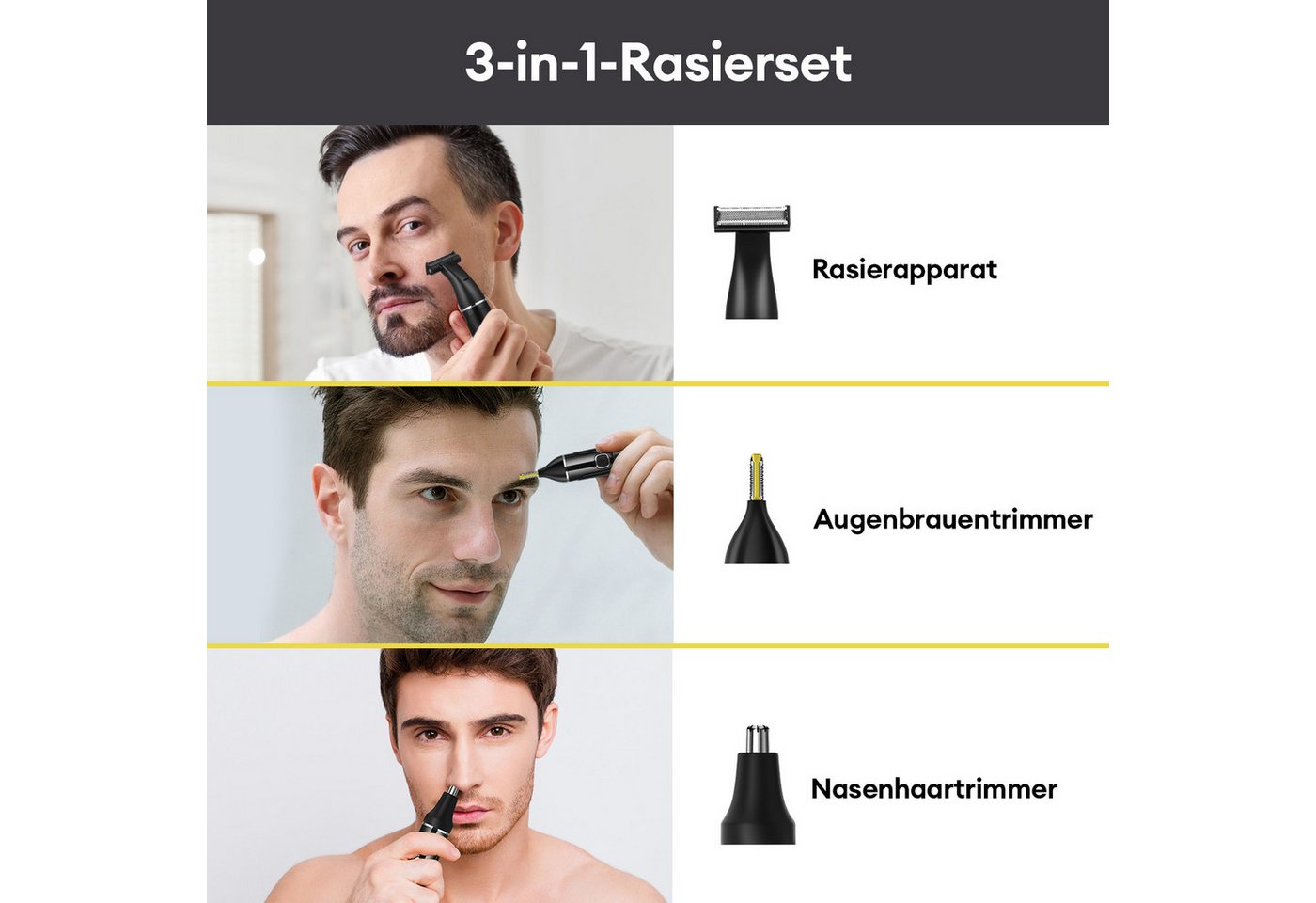 CkeyiN Pro Elektrorasierer Körper und Gesicht,Trimmer & Bodygroomer,Multifunktions-Rasierer, Aufsätze: 1, 3 Körperaufsätze,Nass- & Trockenrasur, Elektrischer Rasierer, IPX6 Bild 5