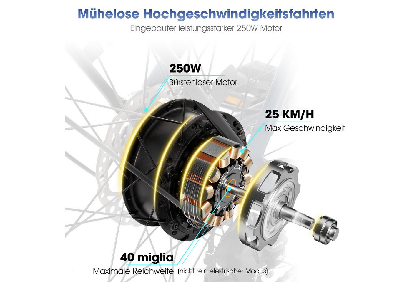 HILAND E-Bike 28 Zoll Stadt E-Bike Tiefeinsteiger 250W 7-Gang Bremse Gepäckträger, Heckmotor Bild 2