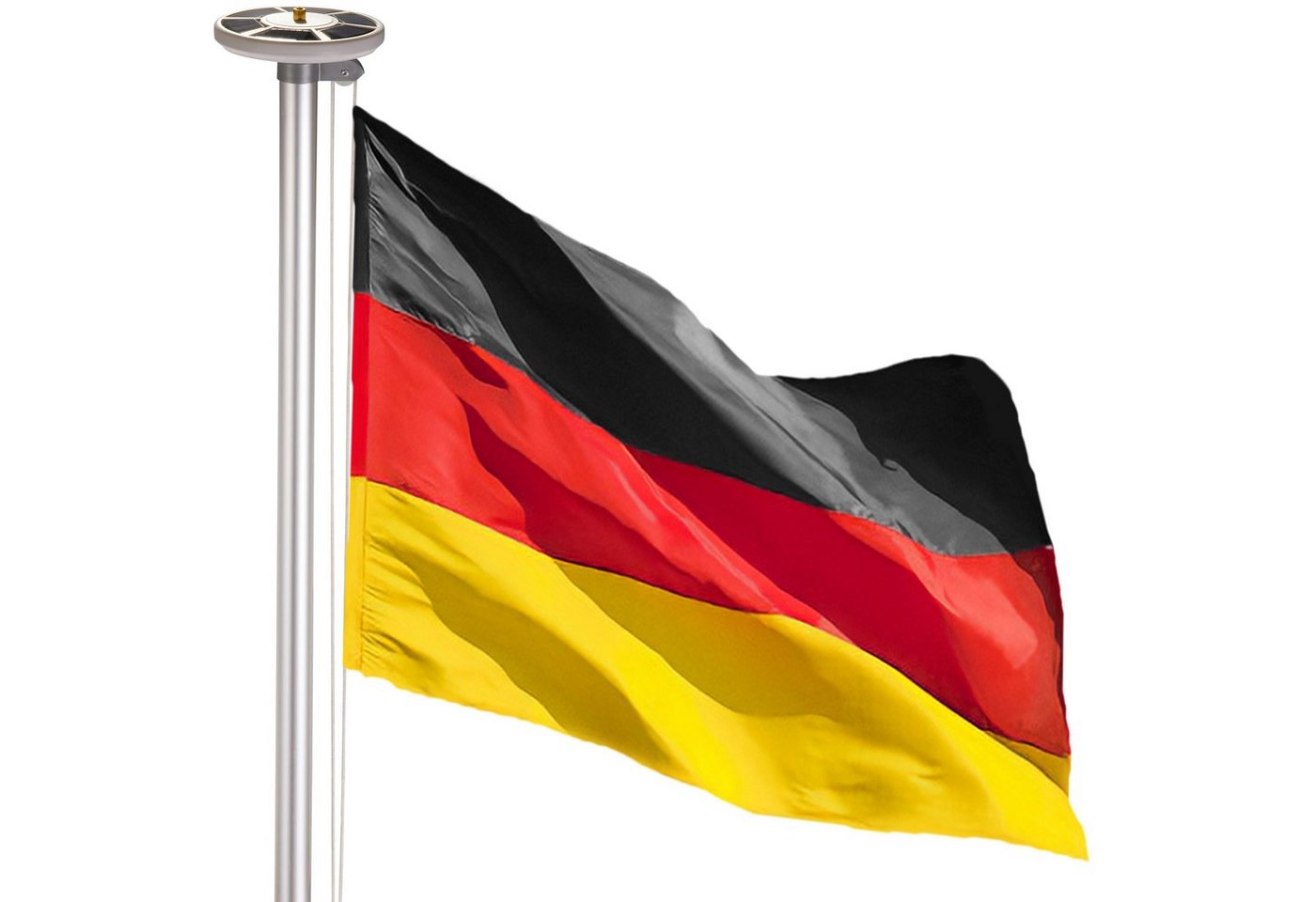BRUBAKER Fahnenmast All-in-One Flaggenmast Set + Solar Fahnenmastlicht, (1-St., mit Bodenhülse + Deutschlandfahne + Solarlampe mit 26 LEDs), Aluminium Fahnenmast inkl. Deutschland Flagge und Solar-Energie Licht Bild 4
