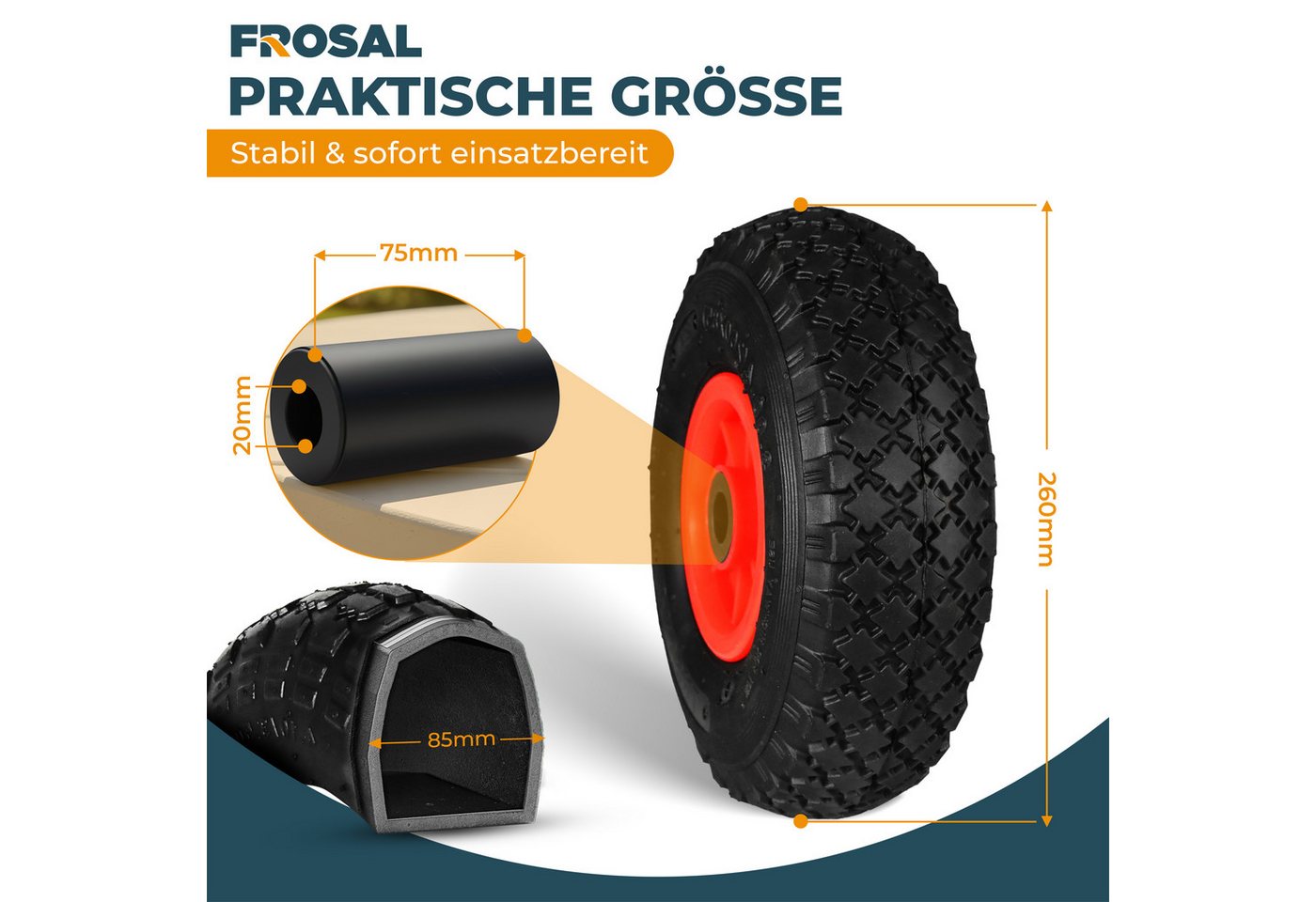 Frosal Ersatzrad FROSAL Ersatzrad Luftbereifung - Rad Nabe 20mm/75mm (1 St) Bild 2