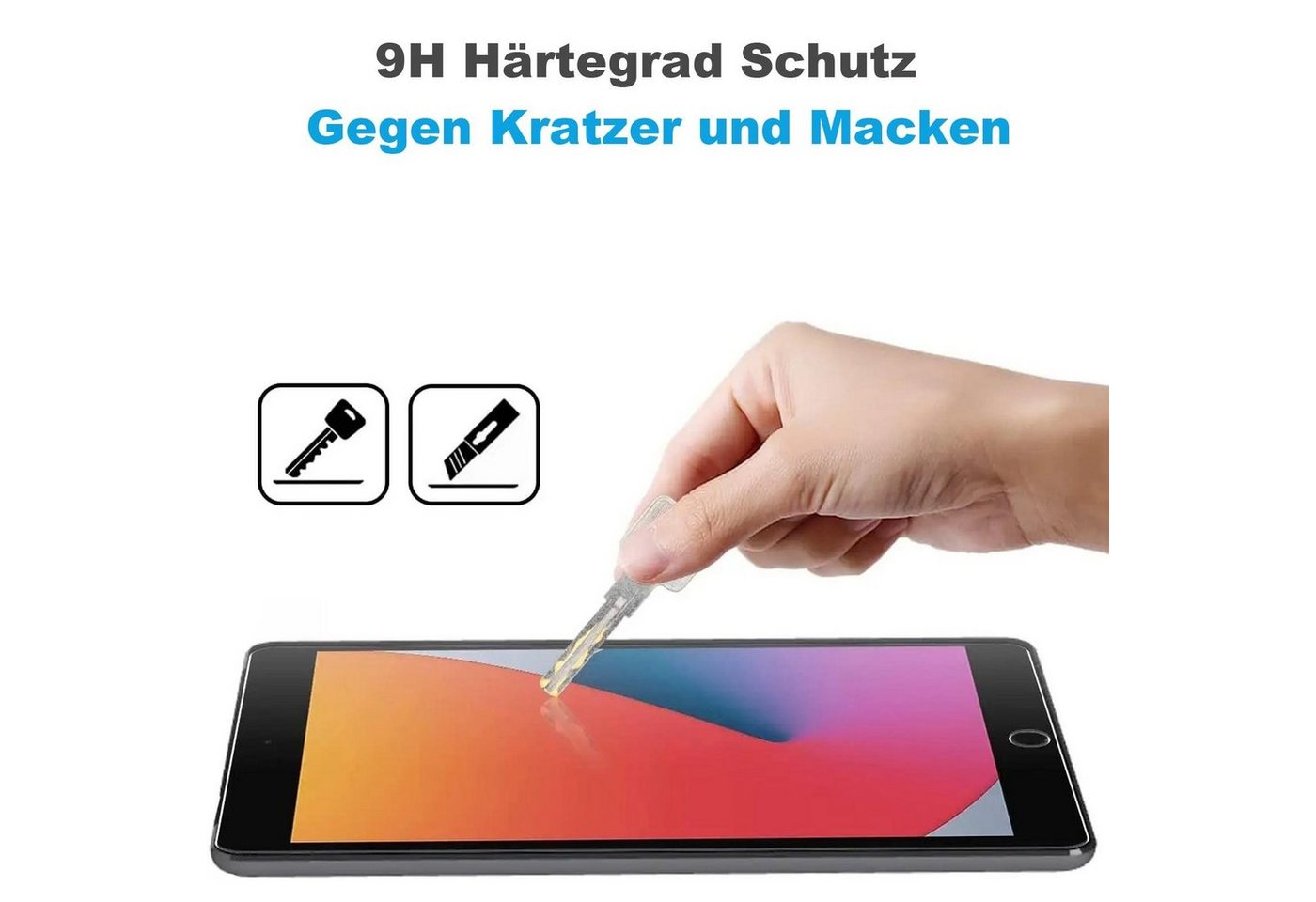 Numerva Schutzfolie Panzer Folie Echt Glas für Apple iPad Air 3 / 10.5, (Schutzfolie, 1x Schutzfolie 2x Reinigungstücher), Tablet Display Schutzglas Folie Echt Glas Folie 9H Bild 3