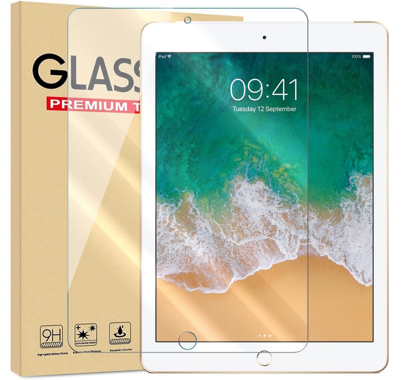 Numerva Schutzfolie Panzer Folie Echt Glas für Apple iPad Air 3 / 10.5, (Schutzfolie, 1x Schutzfolie 2x Reinigungstücher), Tablet Display Schutzglas Folie Echt Glas Folie 9H Bild 4