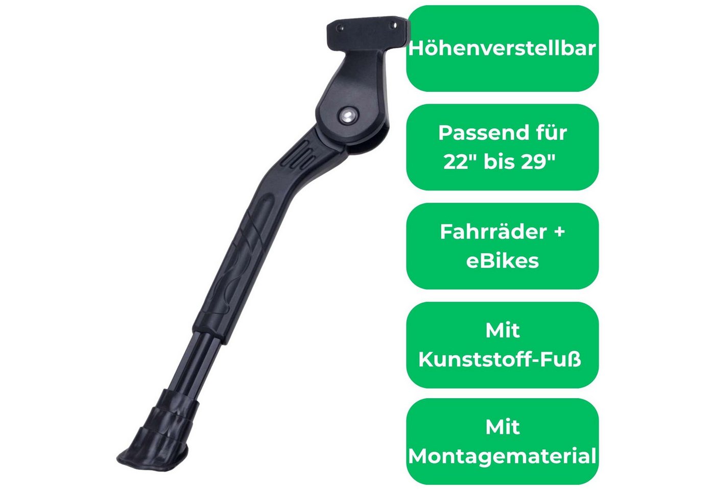 Diedrich Filmer GmbH Fahrrad-Seitenständer Hinterbauständer 40mm verstellbar Alu Stabil, (Set, 1x Ständer mit Montagematerial), 22" 24" 26" 27,5" 28" 29" Zoll Hinterbauständer Seitenständer Stabil Bild 3