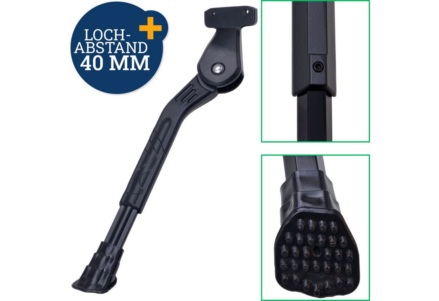 Diedrich Filmer GmbH Fahrrad-Seitenständer Hinterbauständer 40mm verstellbar Alu Stabil, (Set, 1x Ständer mit Montagematerial), 22" 24" 26" 27,5" 28" 29" Zoll Hinterbauständer Seitenständer Stabil Bild 4