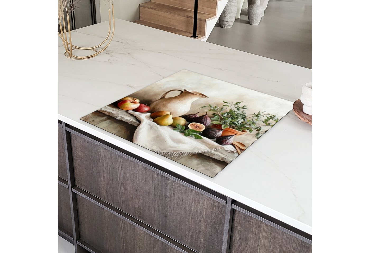 MuchoWow Herd-Abdeckplatte Obst - Kräuter - Ländlich, Vinyl, (1 tlg), Cerankochfeld Abdeckung, Herd Abdeckplatten Vinyl, 58x59 cm Bild 3
