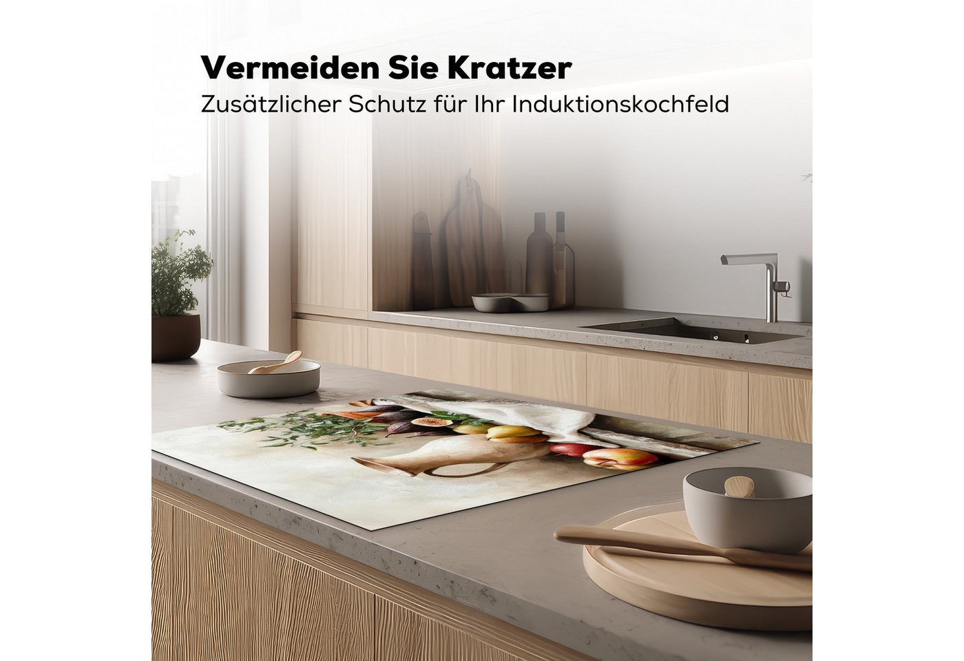 MuchoWow Herd-Abdeckplatte Obst - Kräuter - Ländlich, Vinyl, (1 tlg), Cerankochfeld Abdeckung, Herd Abdeckplatten Vinyl, 58x59 cm Bild 5