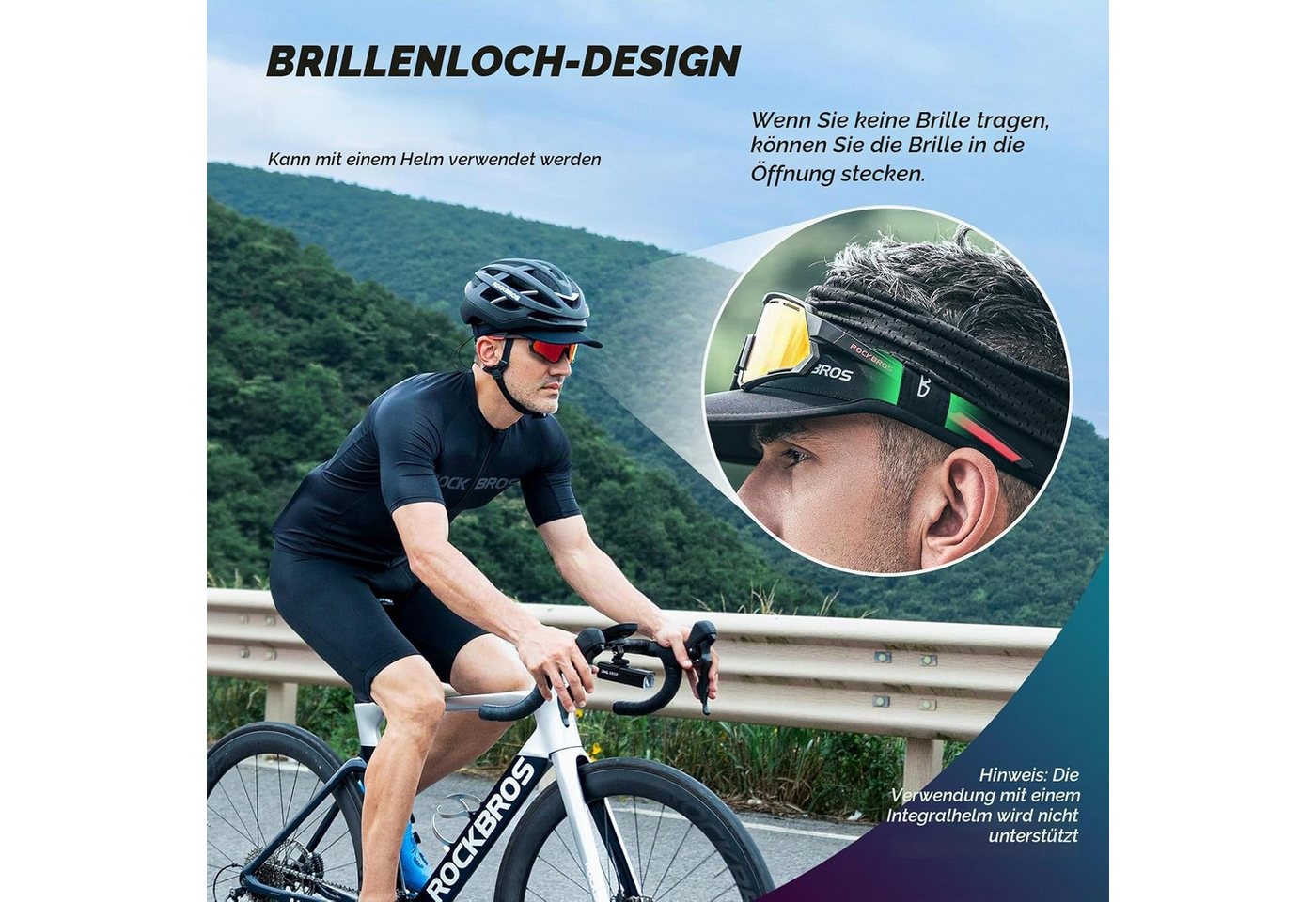 ROCKBROS Unterhelmmütze Fahrradkappe für Pferdeschwanz mit UPF 50+, leicht, atmungsaktiv Bild 2
