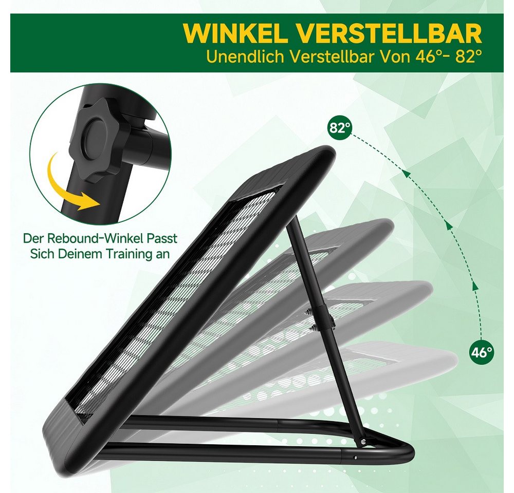 Meulbaty Rebounder Fußball Rebounder mit 32 mm Stahlrahmen- Stufenlos Verstellbar, (1-St., klappbares Trainingsnetz), für Schuss, Pass, Ballannahme & Torwarttraining Bild 2
