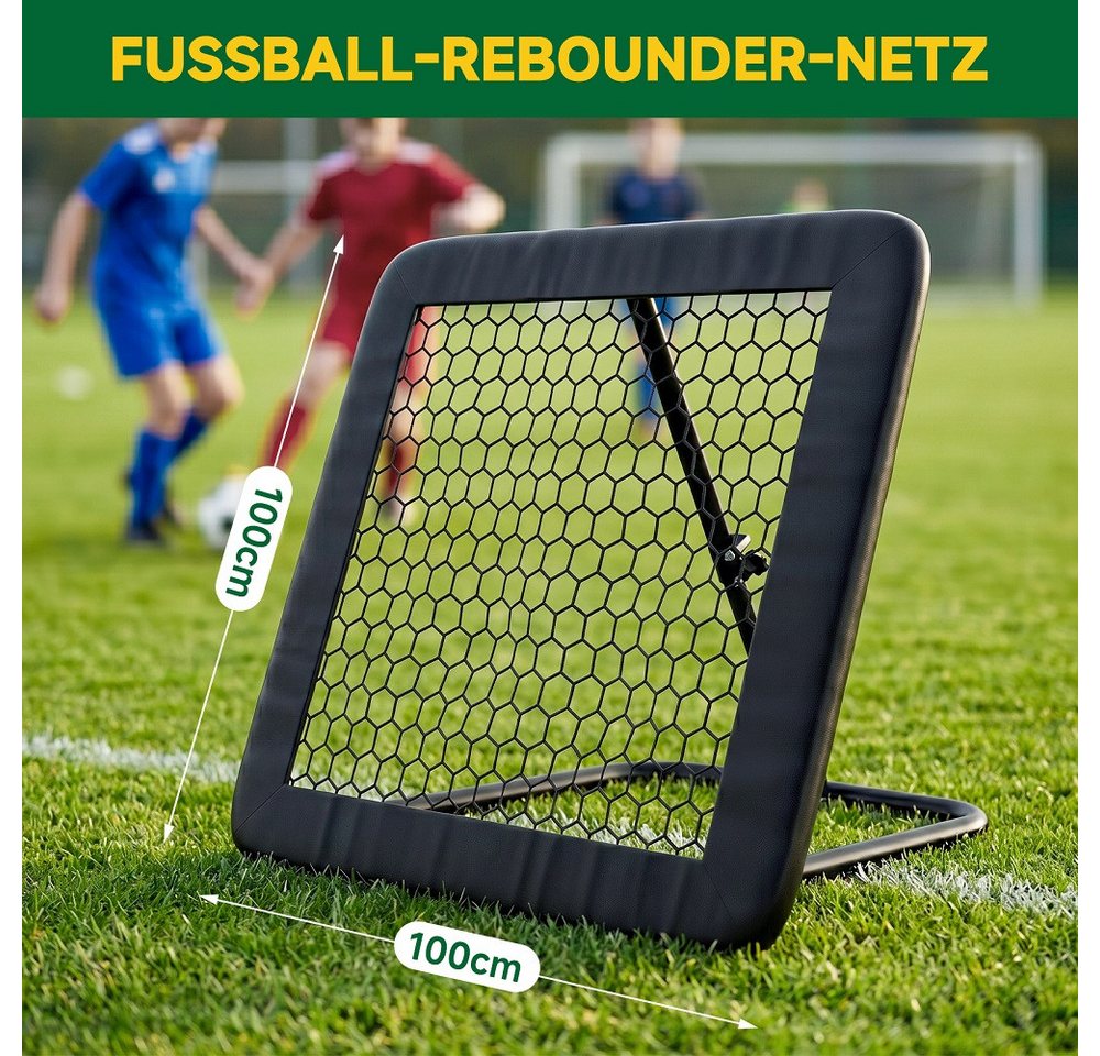 Meulbaty Rebounder Fußball Rebounder mit 32 mm Stahlrahmen- Stufenlos Verstellbar, (1-St., klappbares Trainingsnetz), für Schuss, Pass, Ballannahme & Torwarttraining Bild 3