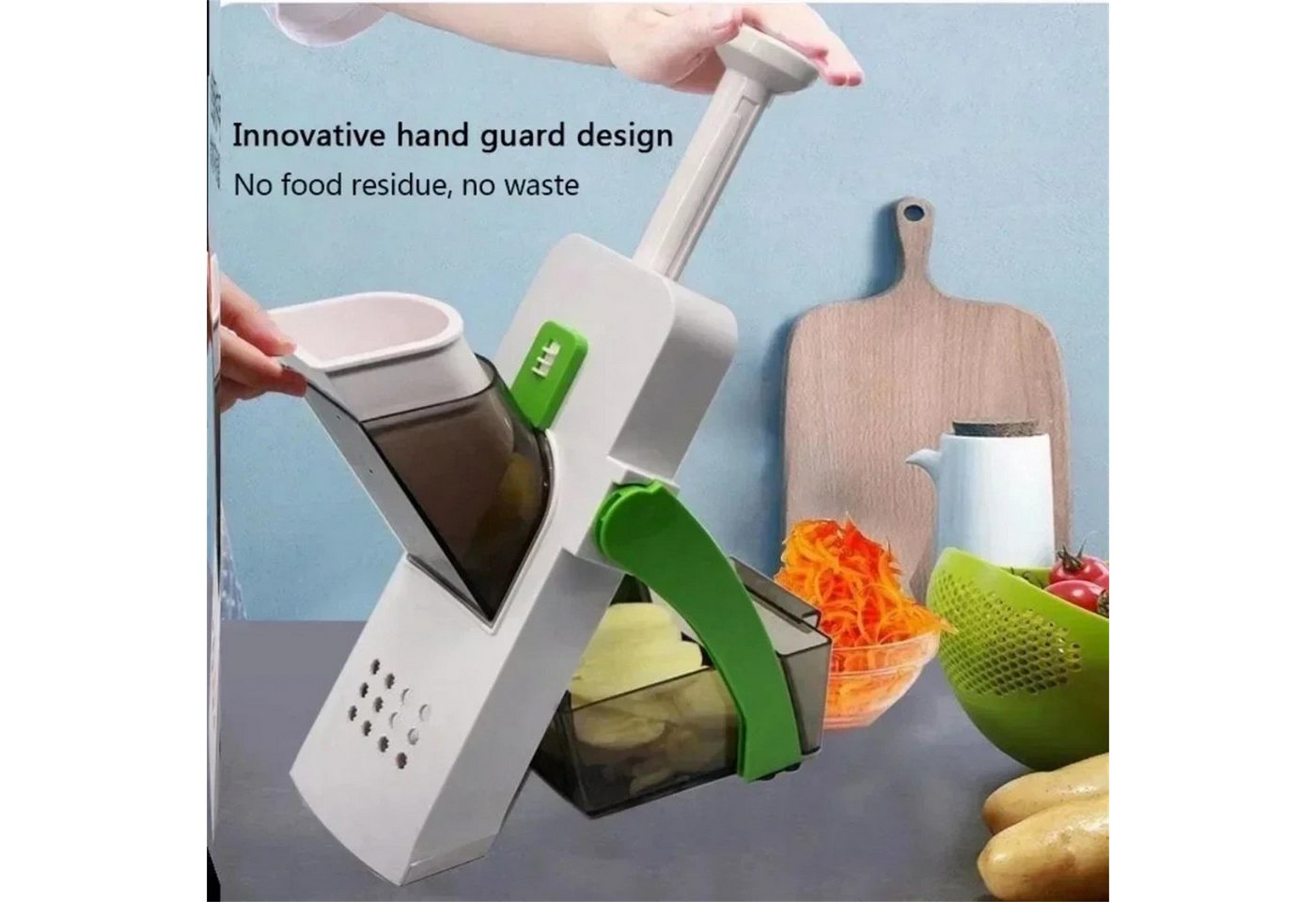 Luckice Gemüseschneider Multifunktionaler Gemüseschneider, manuell, für Salat, Kartoffeln, Pommes & Käse, Küchenhelfer
