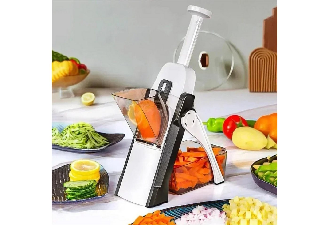 Luckice Gemüseschneider Multifunktionaler Gemüseschneider, manuell, für Salat, Kartoffeln, Pommes & Käse, Küchenhelfer Bild 5