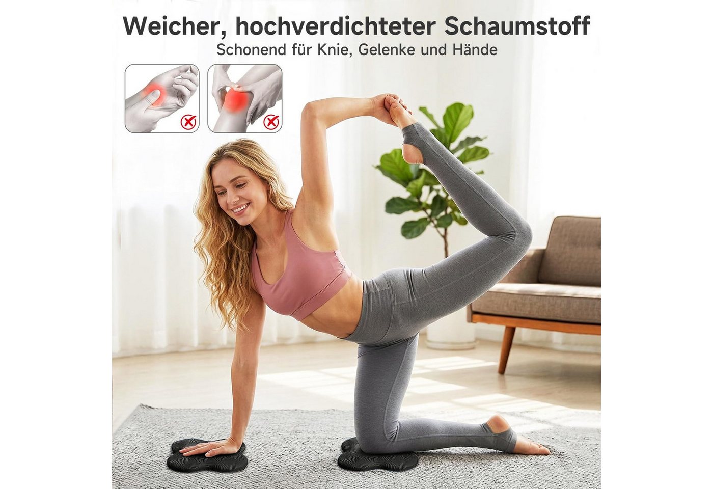 OSTWOLKE Yogamatte Yoga Kniekissen Rutschfeste Knieschützer Matte Yoga-Knieschoner (2-St) Bild 5