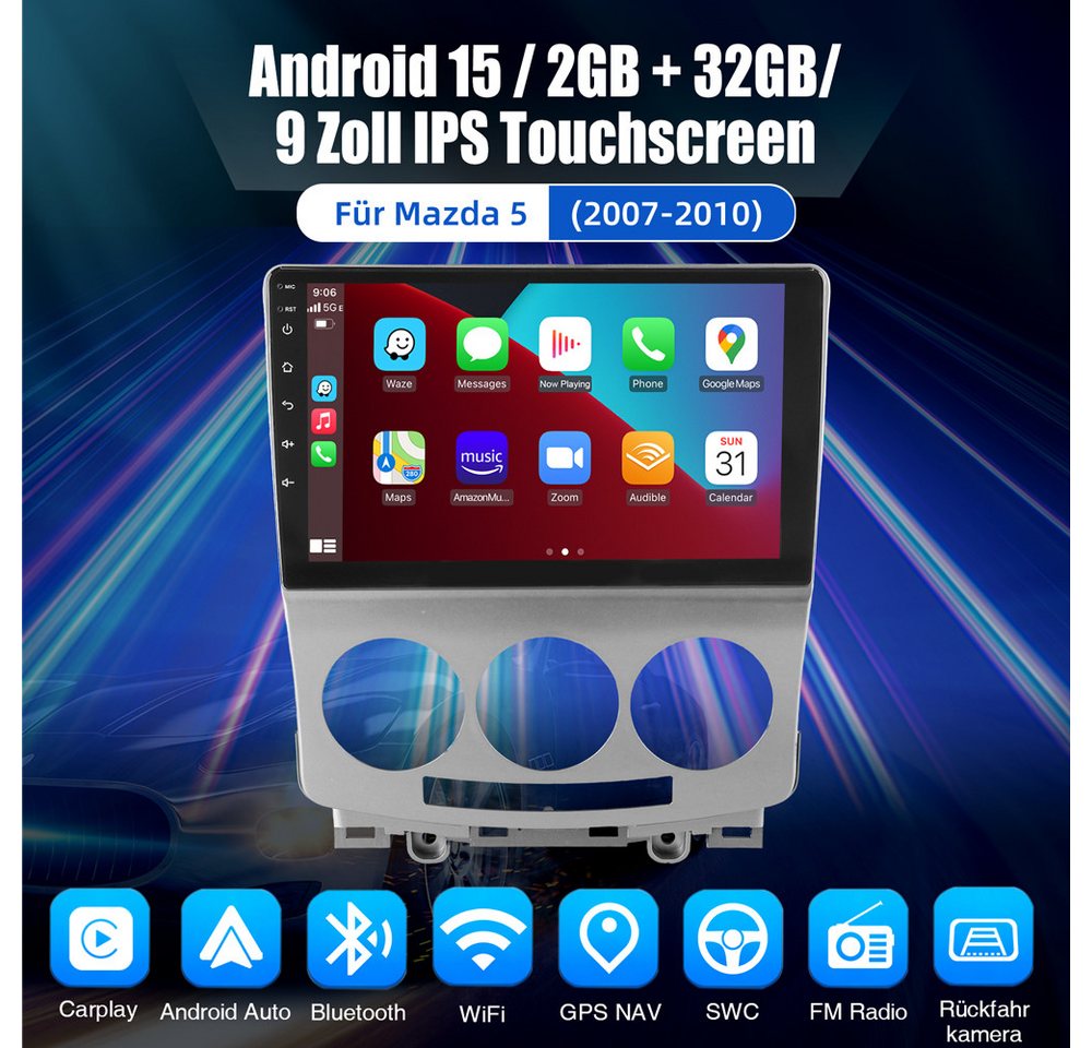 ESSGOO Für Mazda 5 CR19 2005-2010 Carplay NAVI 2DIN Navigationsgeräte Autoradio (RDS, Digitalradio (DAB), FM, AM, Apple Carplay Android Bluetooth Rückfahrkamera(optional) Bild 5