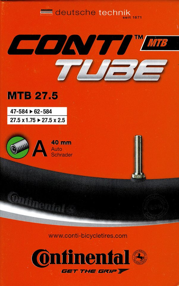 CONTINENTAL Fahrradschlauch Continental MTB 27,5 (650B) Schlauch 27.5 Zoll AV (47/62-584) AV 42mm, 27.5