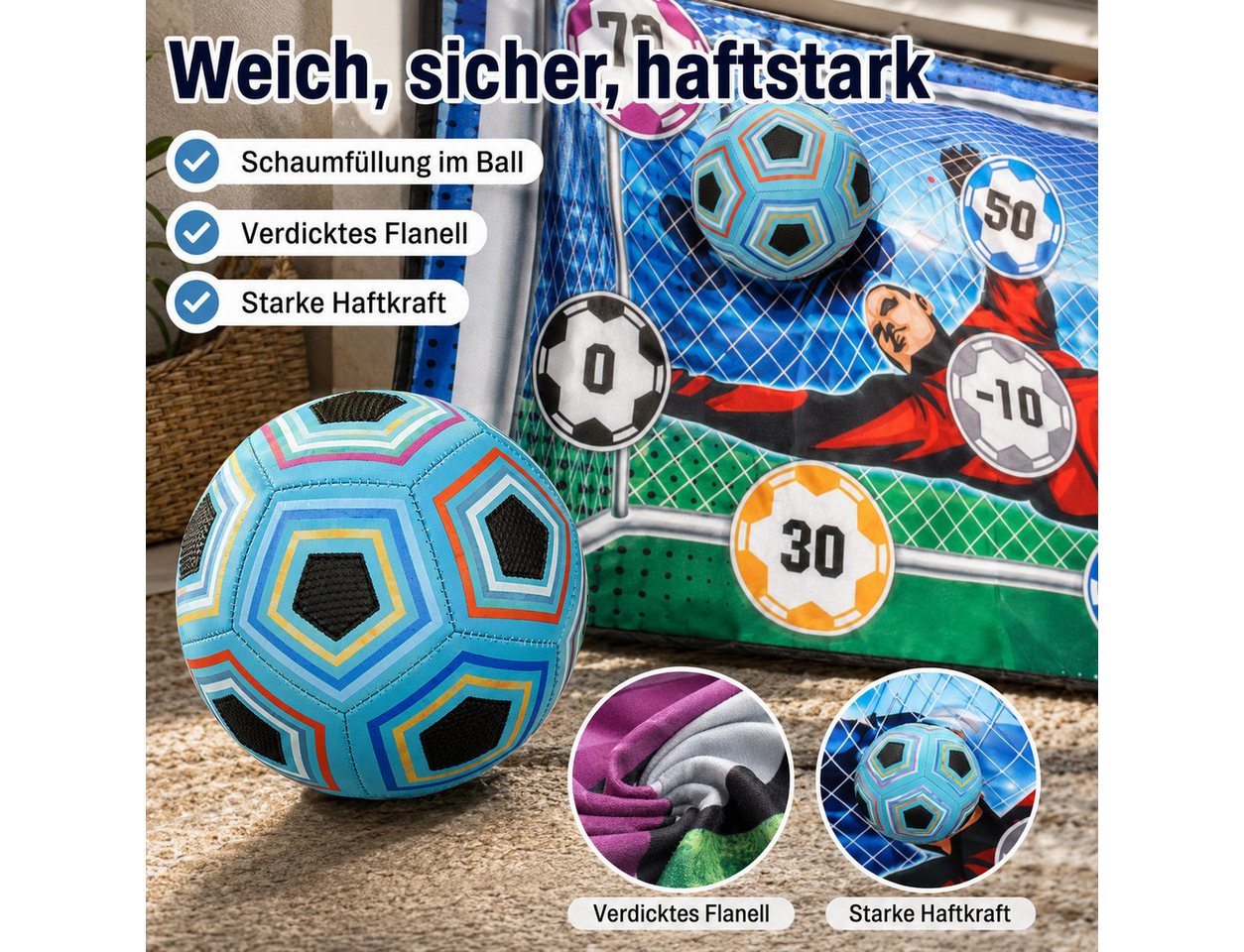 Fyrove Spielball Kinder Fußball, Indoor & Outdoor Fußballspiel Spielzeug (Set, 1-St., Indoor/Outdoor, sicher im Garten/Strand, ab 3 Jahren, fussball spiel), Sportausrüstung Ballspiele Indoorspielzeug Trainingshilfe Bild 3