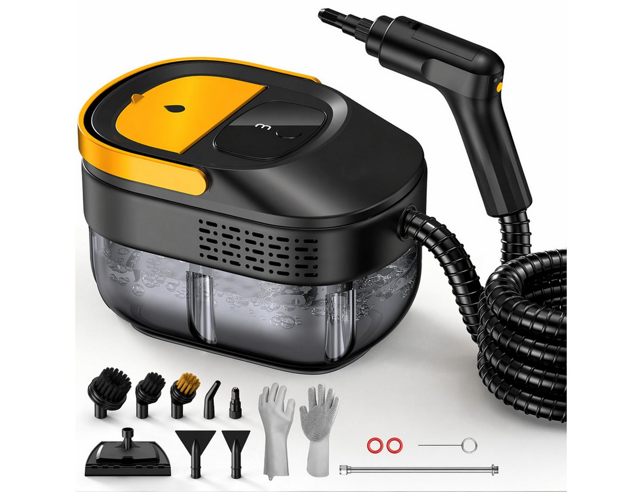 Futicare Dampfreiniger Handdampfreiniger 2500 W, bis zu 100 °C, 3 bar, ca. 10 Sek., 1600 ml, 2500 W, 3 Dampfstufen, Tragbarer Reiniger mit Zubehör für Küche, Fenster, Bad und Auto Bild 2