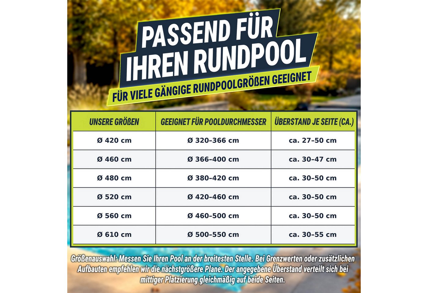 tillvex Pool-Abdeckplane tillvex® Premium Poolabdeckung rund mit Montageset, Solar Pool Abdeck (Abdeckung UV-beständig Schwimmbecken Schwimmbad, Solar Pool Abdeckplane mit 200g/m² Poolplane Rundpool), Premium Poolabdeckung rund mit Montageset für Sommer & Winter Bild 3